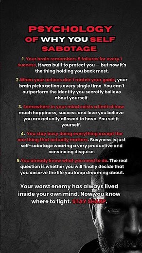 The Psychology of Self Sabotage | Why You Keep Holding Yourself Back.