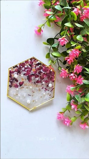 Resin Coaster DIY ✨ | Roses+Beads Magic🪄 | #diy #resin #tea #coaster #creative #shorts