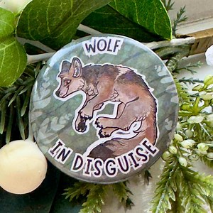 Wolf in Disguise 44mm Holographic Pinback Grey Wolf Therian / Furry Button - Etsy