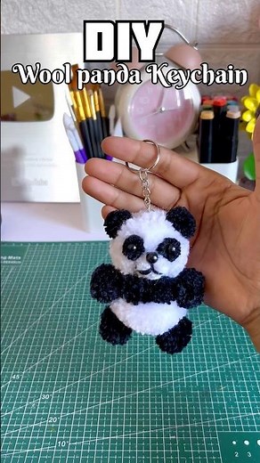 DIY wool panda keychain ✨ diy wool panda | diy panda keychain #youtubeshorts #craft #viralshort