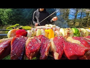 Traditional Brazilian Churrasco Cooked on Open Flame | Wild Fire BBQ ASMR #food #cooking