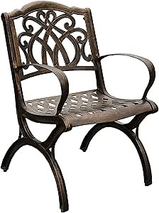 Oakland Living Ornate Traditional Outdoor Cast Aluminum Bronze Patio Dining Chair