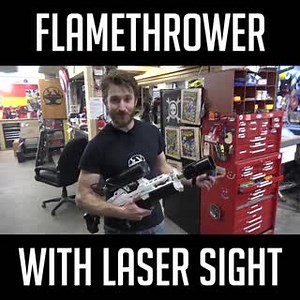 3.1K views · 55 reactions | A flamethrower with accessories! YT Video: THE BORING FLAMETHROWER TEST! https://youtu.be/vMPR7k9DWlw #flamethrower #elonmusk #engineering | The Hacksmith | Facebook