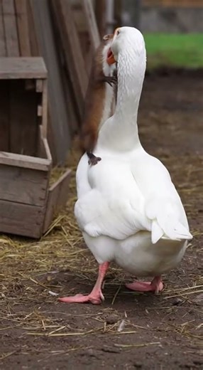 The goose is way too ferocious! 🤯😱 Watch it chase like a pro #wildlife #nature #goose