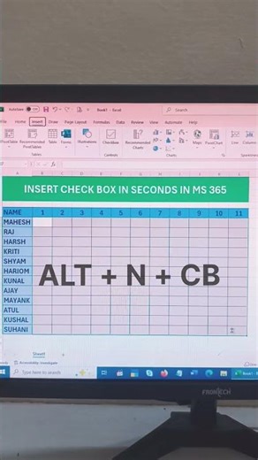 🧩 Quick Shortcut to Add Checkbox in MS 365 #excel #exceltricks #trending #microsoft #viral #edexcel