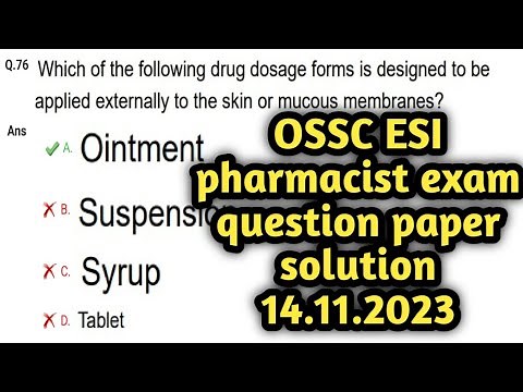 ossc esi pharmacist exam question paper 2023#14.11.2023#answerkeyofosscpharmacistexam2023#pharmamcq