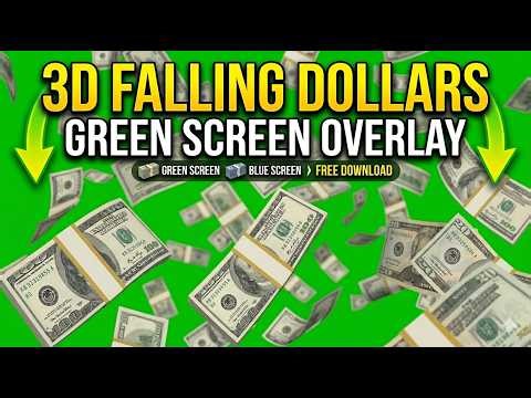 Free Download 4K 3D Falling US Dollars Overlay - Green Screen & Blue Screen ( No Copyright )