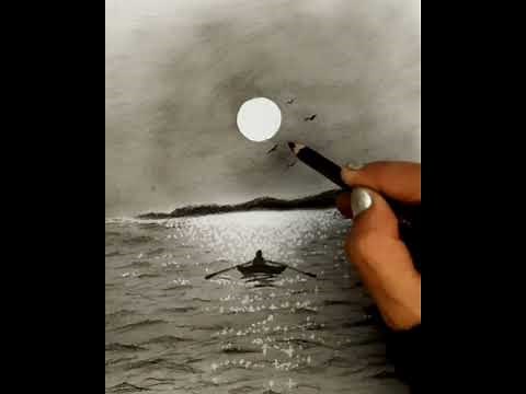 Pencil Drawing Landscape for Beginners | How to Draw Ocean Landscape Scenery Step by Step