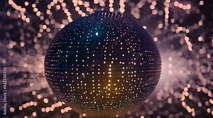 Nebula of dots representing machine learning process with data analysis. Sphere of energy in movement composed by particles