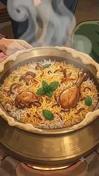 Rainy Day Chicken Biryani With Family ❤️🌧️🍗 | #shorts #asmr #ghiblicooking #ghiblistyle #rainy