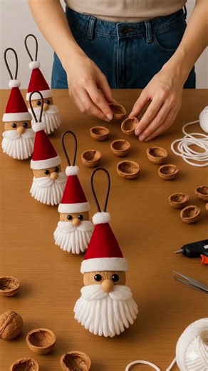 Don’t Throw Away Walnut Shells! Turn Them Into a Hanging Santa Claus 🎅 | Great Gift Idea#handmadecraft #artandcraft #diyinspiration #crafting #diyideas