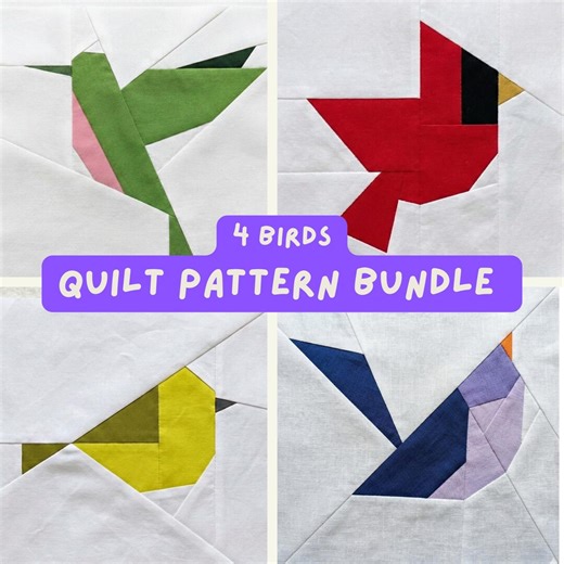 Bird Quilt Pattern Bundle Baby Quilt Modern Sewing Pattern Foundation Paper Piecing FPP Pattern Hummingbird Cardinal Goldfinch Nightingale - Etsy UK