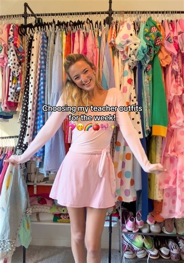 another week of fun fits for kindergarten!☺️💖 #teachersoftiktok #outfitsoftheweek #ootw #outfitideas #teacherfashion I need your help with Thursday!!!🤭 ✨✨✨OUTFIT DETAILS!✨✨✨ • MONDAY: dress from @Bell street boutique capris from @Amazon Fashion accessories from @TJ Maxx 🍎💚 • TUESDAY: sweater from @Depop leggings from @aerie accessories from TJ Maxx 🎃🤎 • WEDNESDAY: dress & jacket from Bell St Boutique headband from @Get Your Teach On 💖💎 • THURSDAY: both outfit options from Bell St Boutiqu