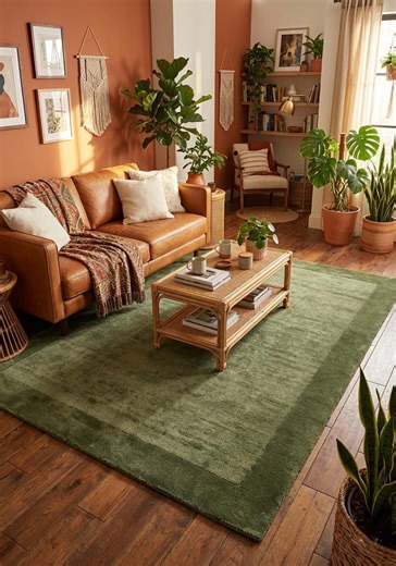 Minimalist Olive Green Rug, Solid Color Hand-tufted Area Carpet, Neutral Boho Living Room Decor - Etsy