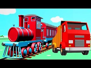 Truck City: train, excavator, crane & giant slide | Construction game cars & trucks cartoon for kids