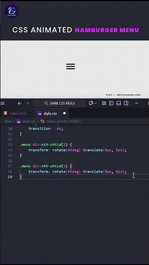 Create Animated Hamburger Menu Using CSS | Css Animated Hamburger #css #html #yt #ytshorts #shorts