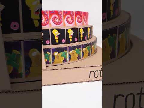 Handmade Homer Simpson zoetrope: Spinning donut animation!