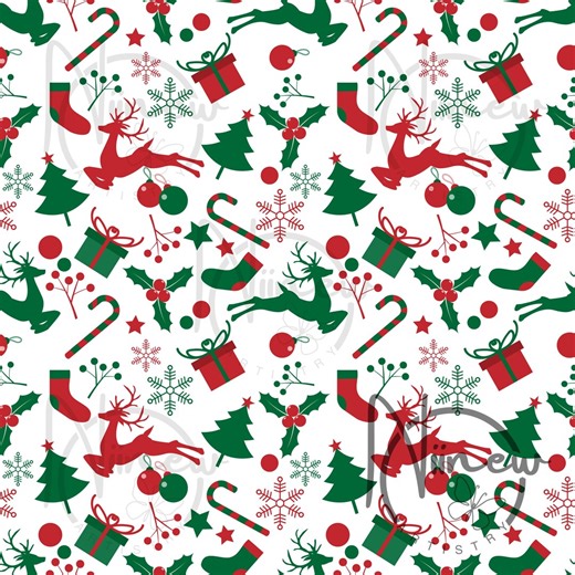 Red & Green Christmas Pattern | Holiday Icons | 100% Original, Ai-free (digital Download, JPG, PNG) - Etsy