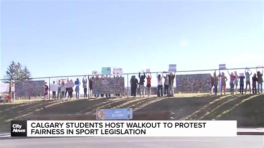 Calgary students hold walkout to protest Fairness in Sport legislation