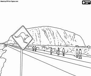Uluru, sacred mountain, Australia coloring page printable game