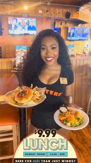 A lunch break you and your wallet will enjoy? Say no more. Head into Hooters Monday - Friday from 11am - 2pm for $9.99 lunch specials. *Lunch options are for dine-in only. Available only for a limited time. Additional charges apply for modifications or add-ons. | Hooters