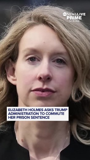 Disgraced Theranos founder Elizabeth Holmes has asked the Trump administration to commute her prison sentence, according to the U.S. Justice Department's Office of the Pardon Attorney. Holmes, 41, has almost six years left of her sentence after she was convicted of defrauding investors with false claims about her company's blood-testing technology.