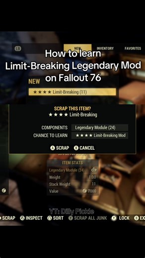 How to learn 4th Star Limit-Breaking legendary mod. 👍 #fallout76 #fallout #f76 #fasnacht #gaming