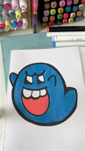 Drawing Boo from Super Mario in my CuteColor Style 👻✨ #coloring