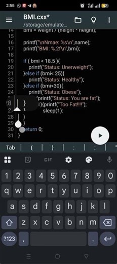 C Programming | Simple BMI Calculator 🔥 #cprogramming#coding#programming#learnc#shorts