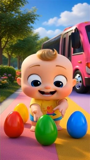 One Little Two Little Buses 🚌 | Baby Learning Colors & Numbers | 3D Cartoon