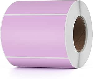 Purple Direct Thermal Labels Vinyl 3 × 2 Inch Self-Adhesive Rectangle Stickers Roll Waterproof Printer Decals Name Tag for QR Code DIY Office Address 500 PCS