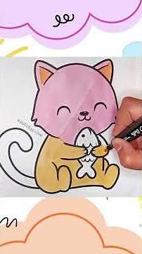 🐱✨ ¡Coloreamos un Gatito Adorable! Dibujos fáciles para niños #gatos #colorearparaniños
