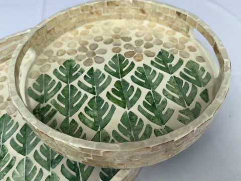 Handmade Round Shell Inlay Tray – Mother of Pearl Decorative Serving Tray, Elegant Coffee Table Organizer, Luxury Vanity Tray, Gift Idea - Etsy