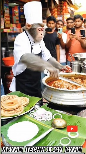 “Monkey Cooking Viral Street Food in India – You Won’t Believe This!”#shorts