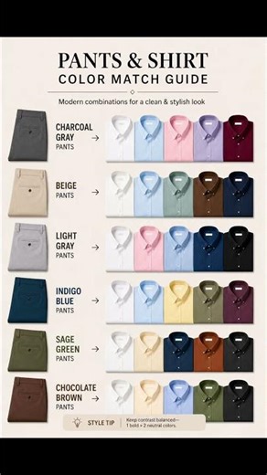 Best formal color combination matching guide 👌 #formalwear #officewear #pantshirt #fashionguide
