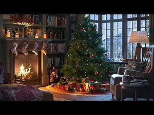 Cozy Christmas Ambience with Snow, Crackling Fire and Gentle Wind Sounds ASMR