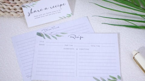Outus 100 Pcs 4x6 Recipe Cards for Bridal Shower and Weddings, Share a Recipe Cards, Double-sided, Green Eucalyptus Leaves Design, Bridal Shower Invitations, Christmas Gifts