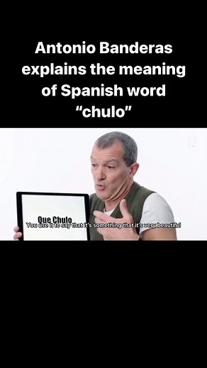 Spanish Tutor • Online Spanish Lessons | Javier on Instagram: "🇪🇸 Spanish word (slang): “chulo.” In the video, Spanish actor Antonio Banderas explains the word’s meaning. It can be translated into English as “cool”. 😎 Some examples: -Tu camiseta es muy chula. (Your t-shirt is very cool). -¡Qué chulo es este juego! (This game is so cool!) It can also be used to describe someone with a defying or arrogant attitude. 😤 For example: -El hijo del jefe siempre ha sido un chulo. -The son of the boss