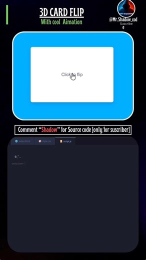 3D card Flip HOVER 🤯 #coding #webdesign #html #css #javascript ‪@Mr.ShadowTech_1‬