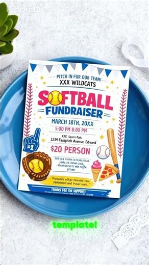 Softball Fundraiser Flyer Template Gumroad DigitalArtBroByTaha #digitalart #template #canva #shorts