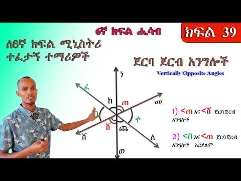 6ኛ ክፍል ሒሳብ (Grade 6 Math) ጀርባ ጀርብ አንግሎችን Vertically Opposite Angles በቀላሉ ለመርዳት 3 ወሳኝ ዘዴዎች