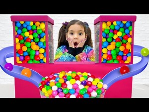 Gumball Machine Toy Adventure: Ellie and Alex's Fun Challenges for Gumballs & Lesson on Moderation - Videos For Kids