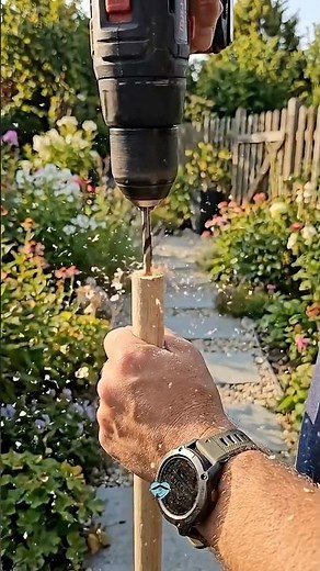 Turn a Broom Handle Into a Clever Garden Candle Holder #diy #garden #woodworking