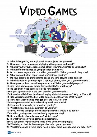 25 video games conversation questions - ESL Vault