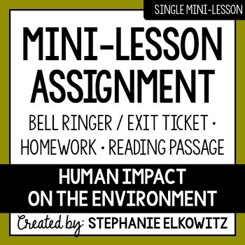 Human Impact on the Environment Mini Lesson Activities | Sub Plans