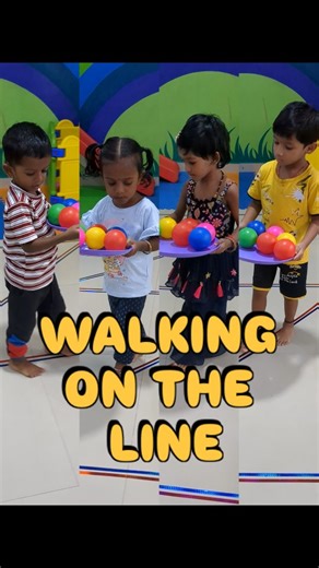 Jolly kiddies | Walking on the Line with Ball Balancing Activity This activity helps children improve their balance, concentration, body coordination, and... | Instagram