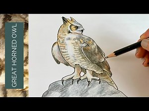 This GREAT HORNED OWL drawing is much easier than you think...
