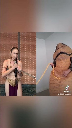 Slave Leia struggles against Jabba #starwars #huttslayer #slaveleia #jabba #princessleia #struggles