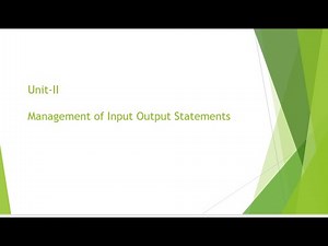 C Formatted Input Output Statements