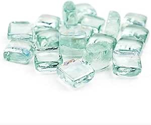 brightter Fire Glass Rocks for Propane Fire Pit or Gas Fire Pit - Firepit Marbles, Firepit Pebbles, Fire Table Glass Rocks - Glass Fire Pit Rocks - Fire Glass Cubes 10lbs (Color, Ice)